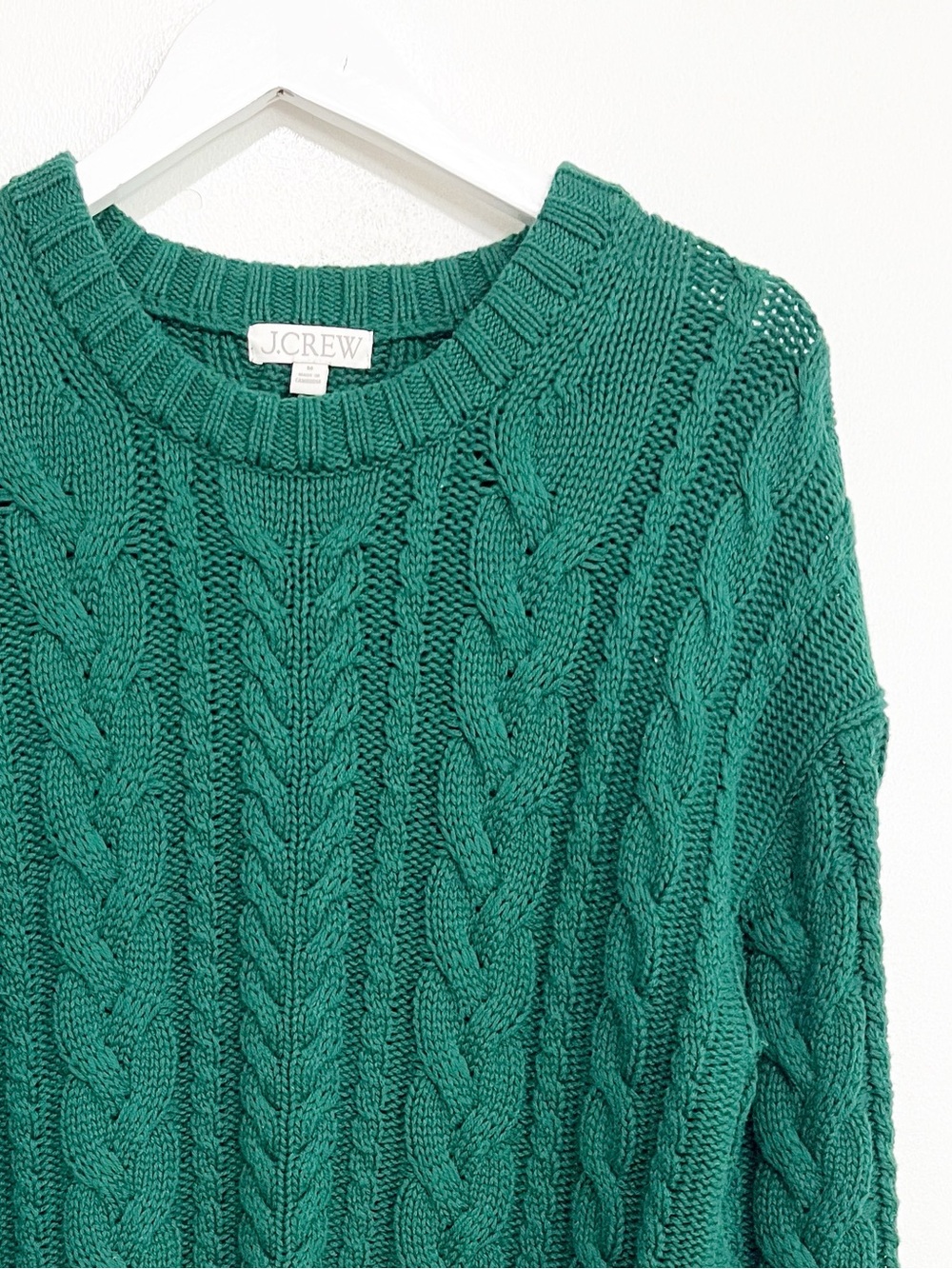 BOGO! J. Crew Cotton Cable Knit Crewneck Sweater Green Size Medium - Picture 6 of 10